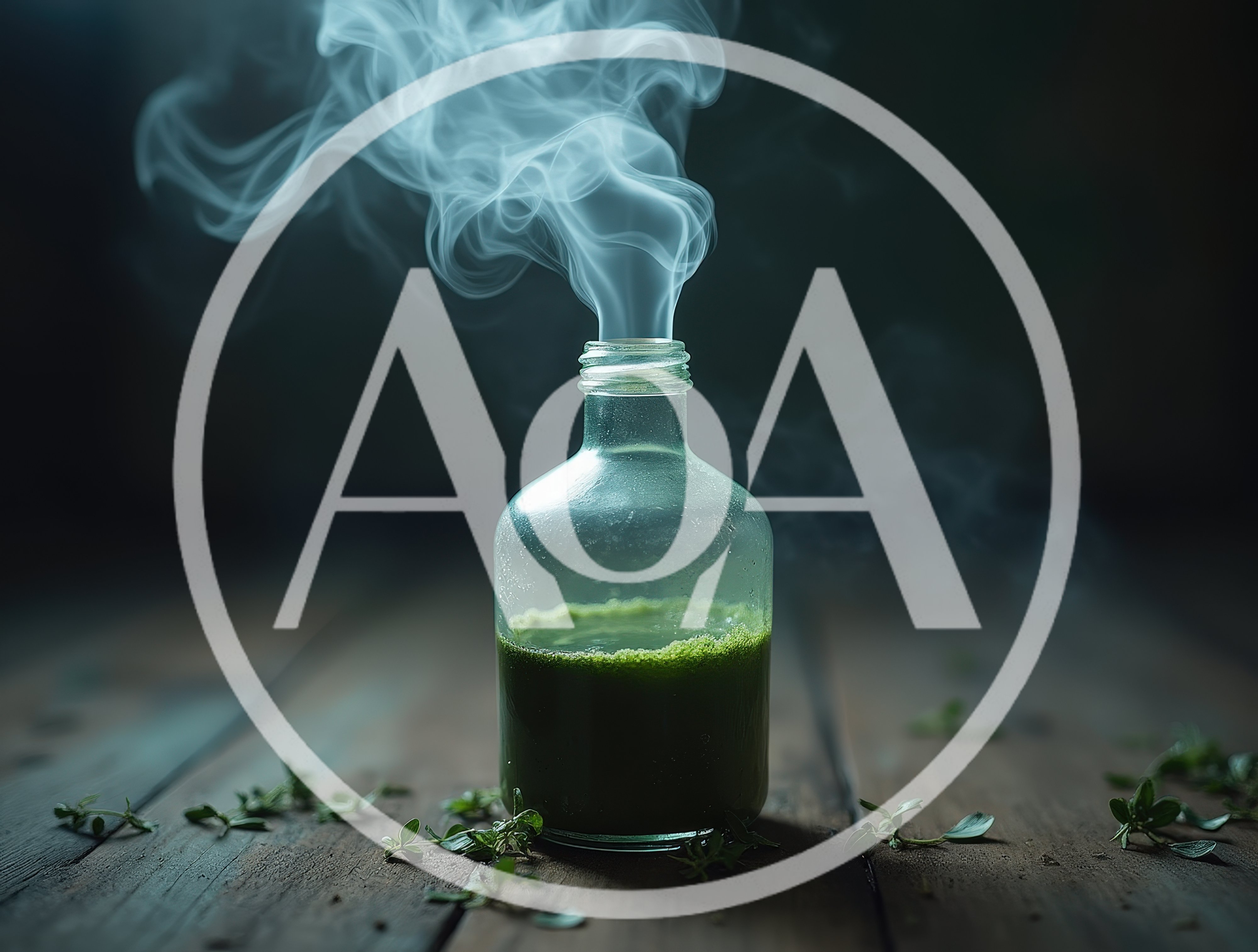 Steaming Green Potion In A Glass Bottle