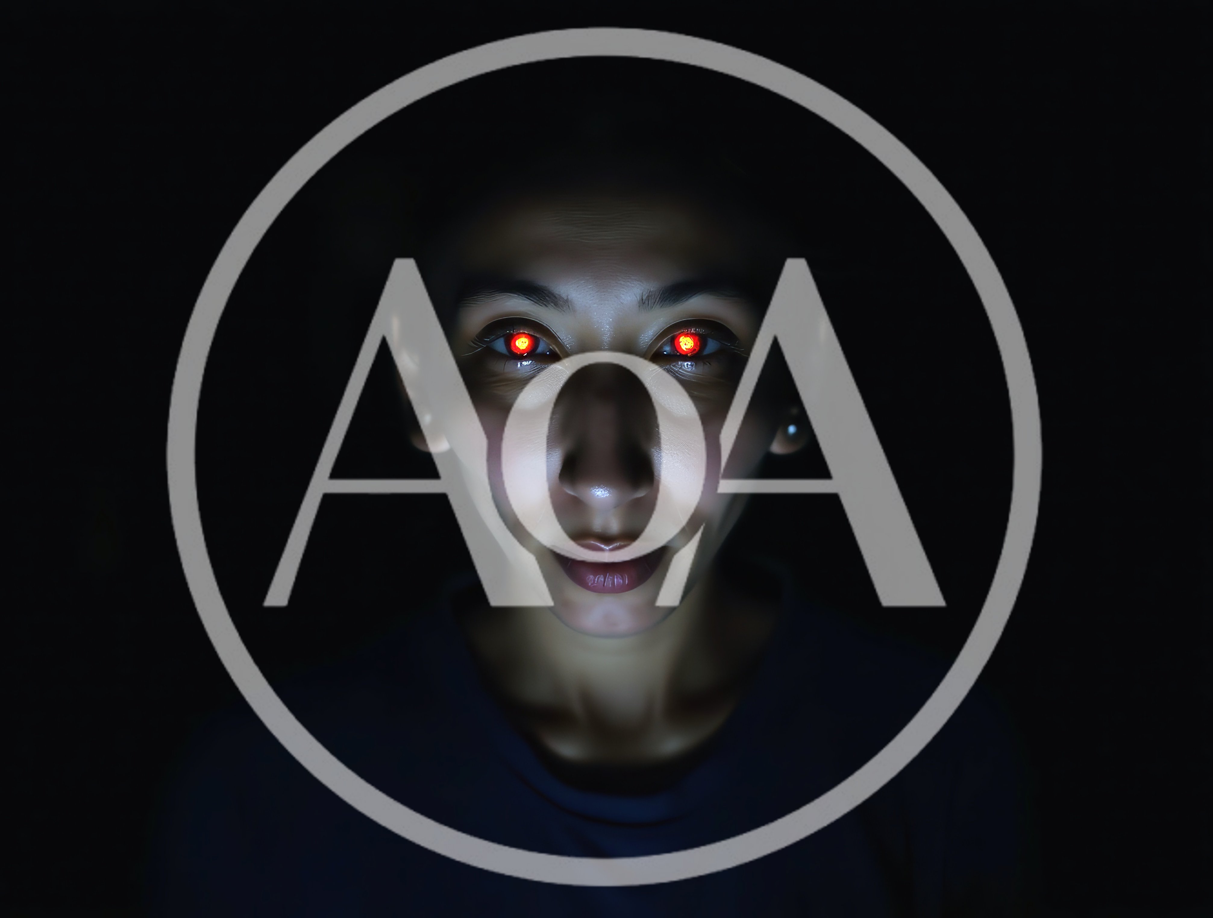 Portrait Of A Woman With Glowing Red Eyes