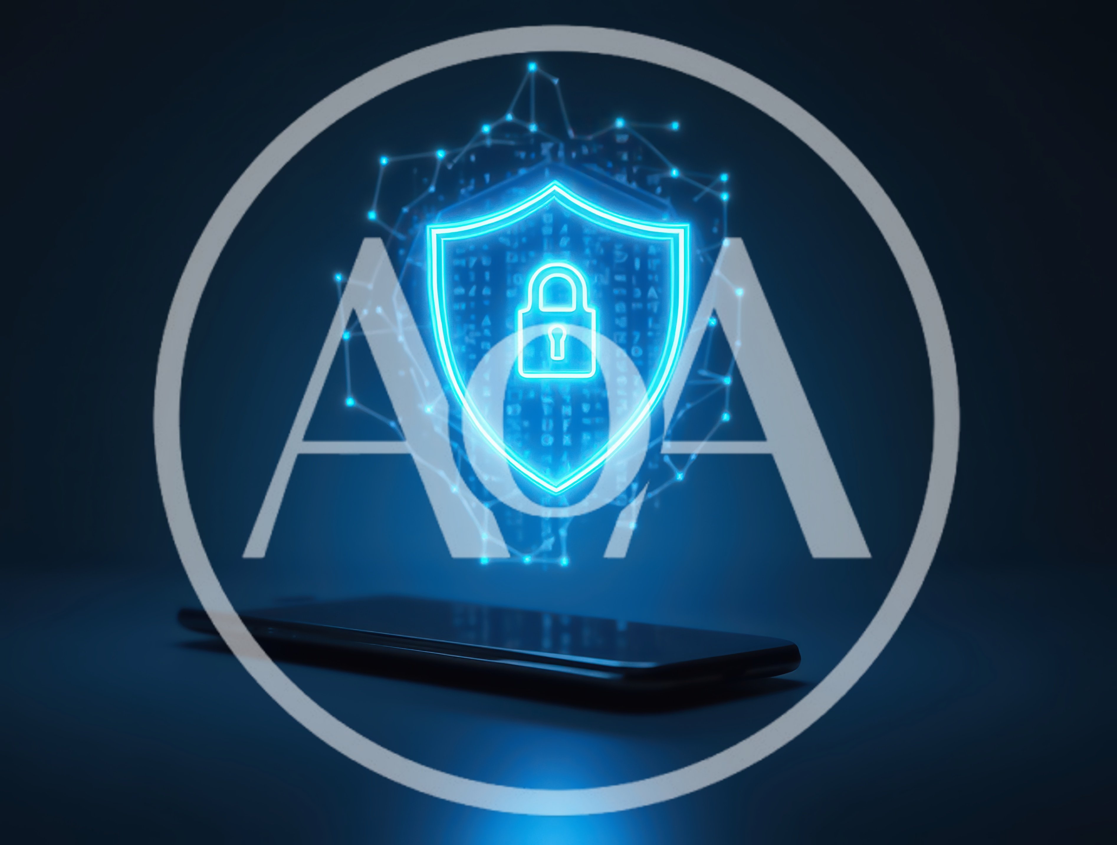 Digital Security Shield Hologram Above Smartphone