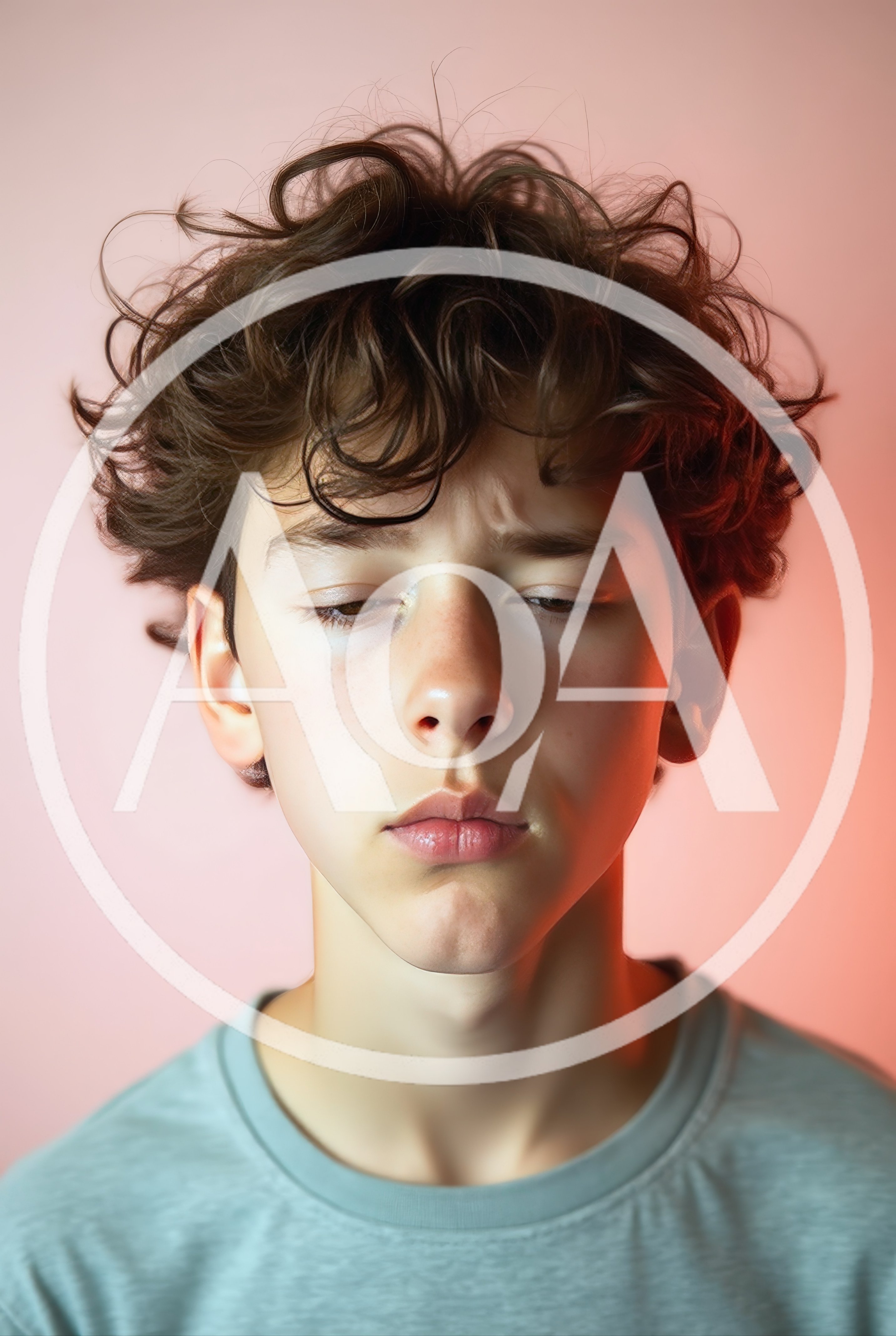 Portrait Of A Pensive Young Man With Curly Hair