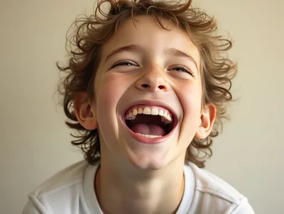 Young Boy Laughing With Joyful Expression
