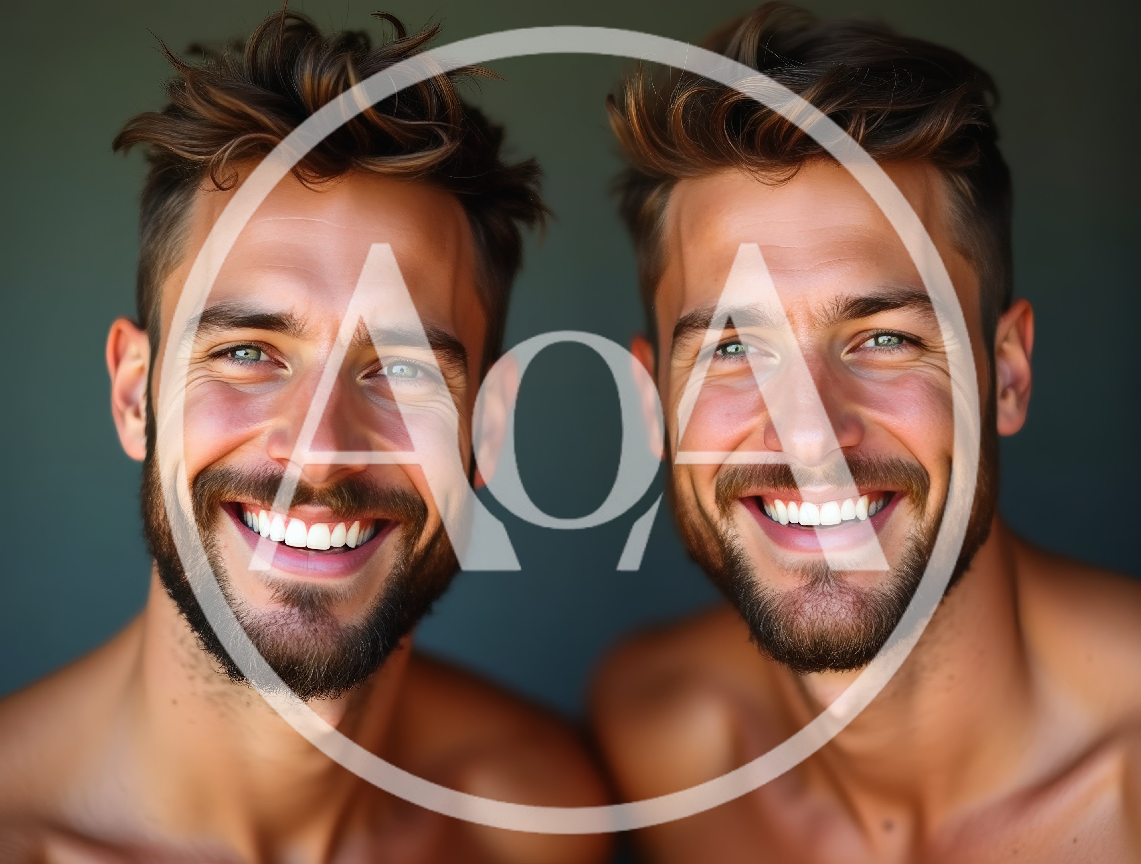 Portrait Of Identical Twin Brothers Smiling Together