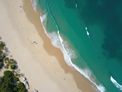 Aerial View Of Tropical Beach With Turquoise Water