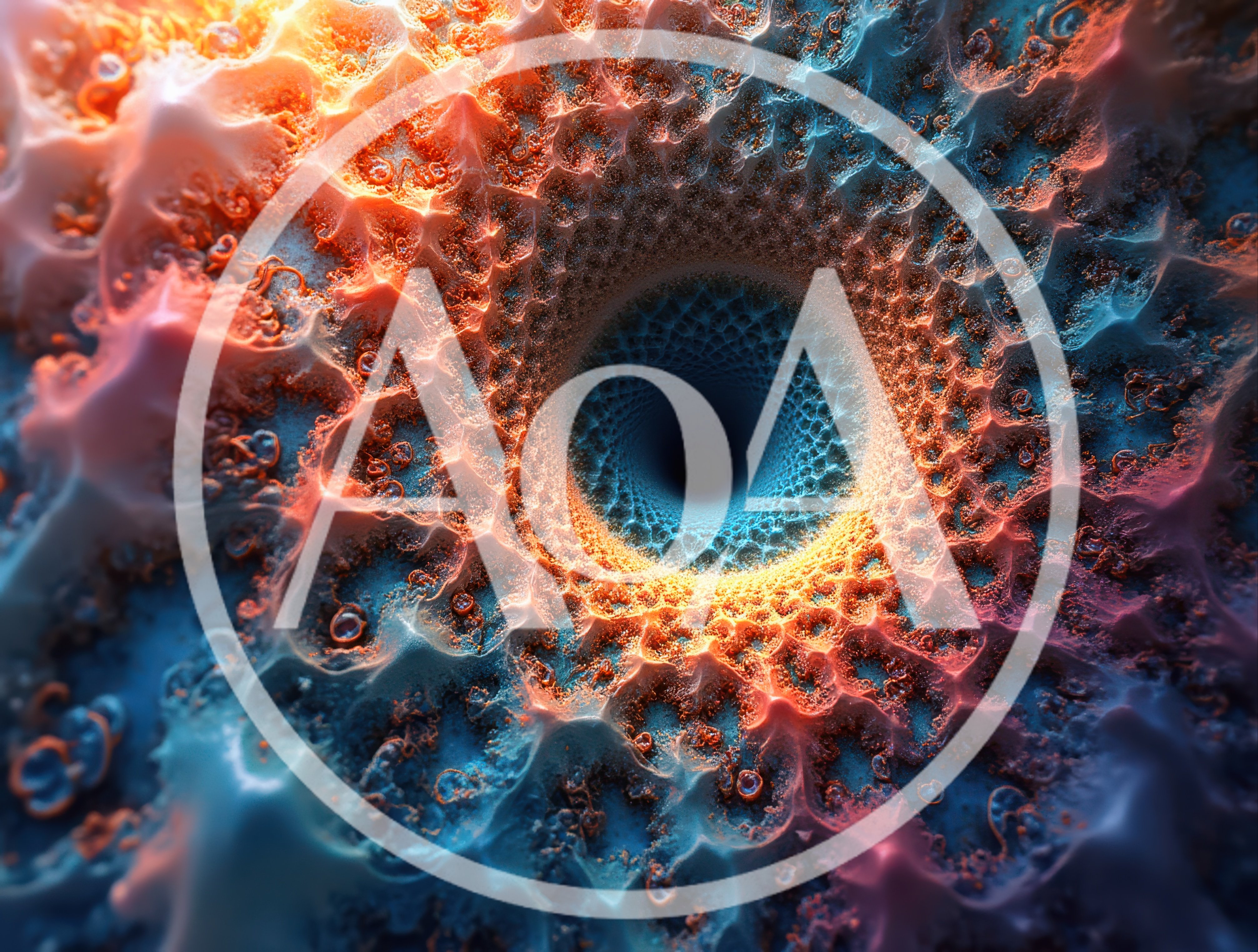 Abstract Fractal Tunnel With Glowing Orange And Blue Textures