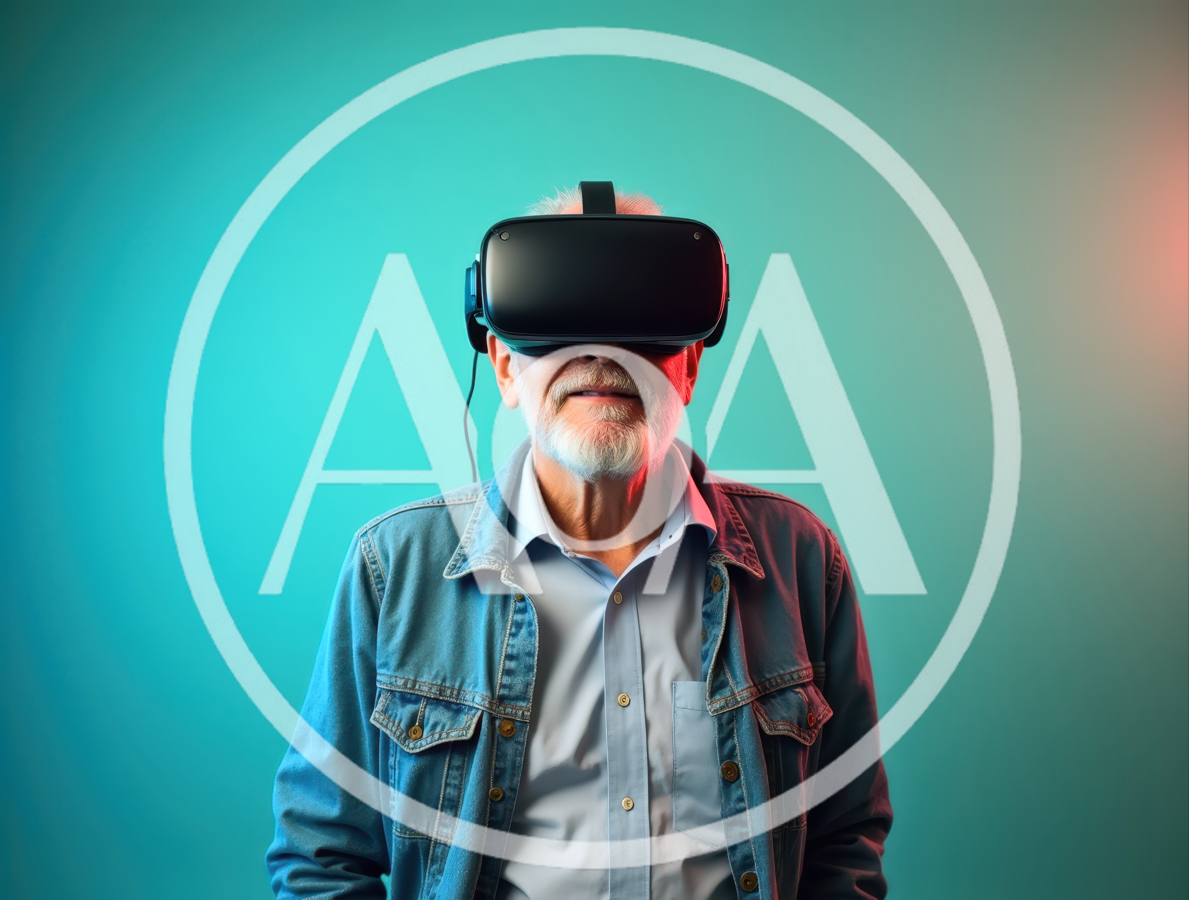 Senior Man Wearing Virtual Reality Headset