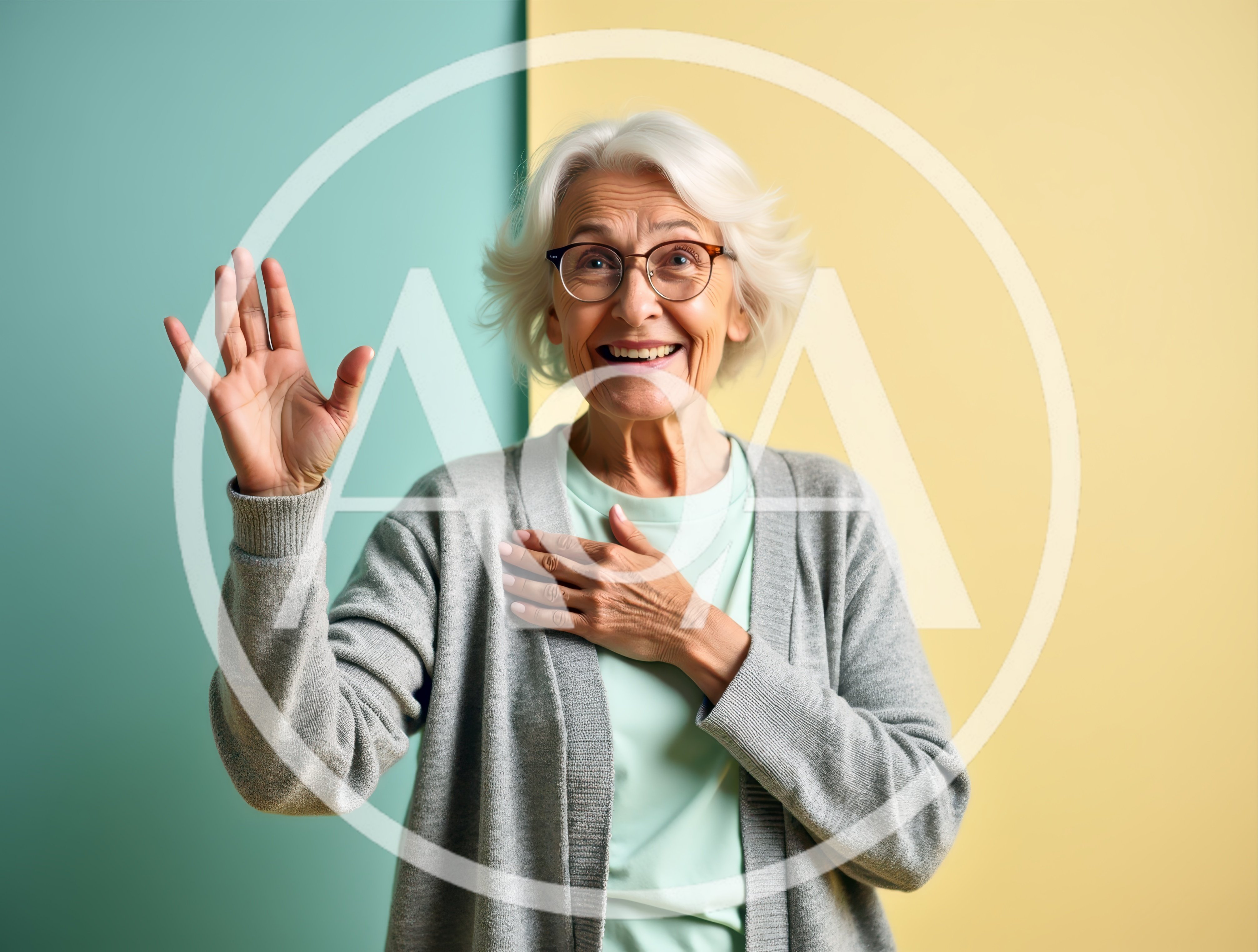 Cheerful Senior Woman Waving Hello