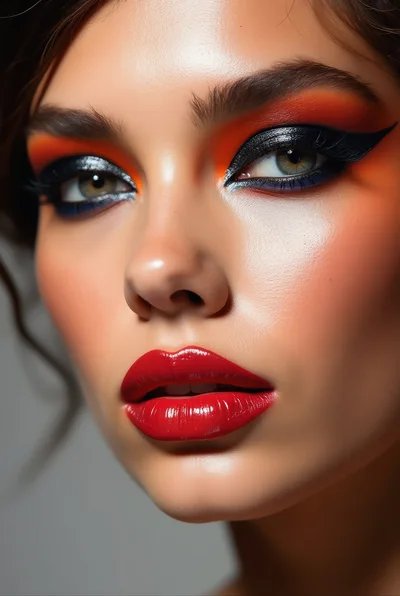 Close Up Portrait Of A Woman With Artistic Makeup