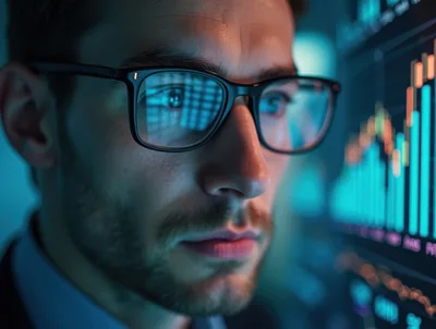 Professional Financial Analyst Monitoring Real Time Stock Market Data