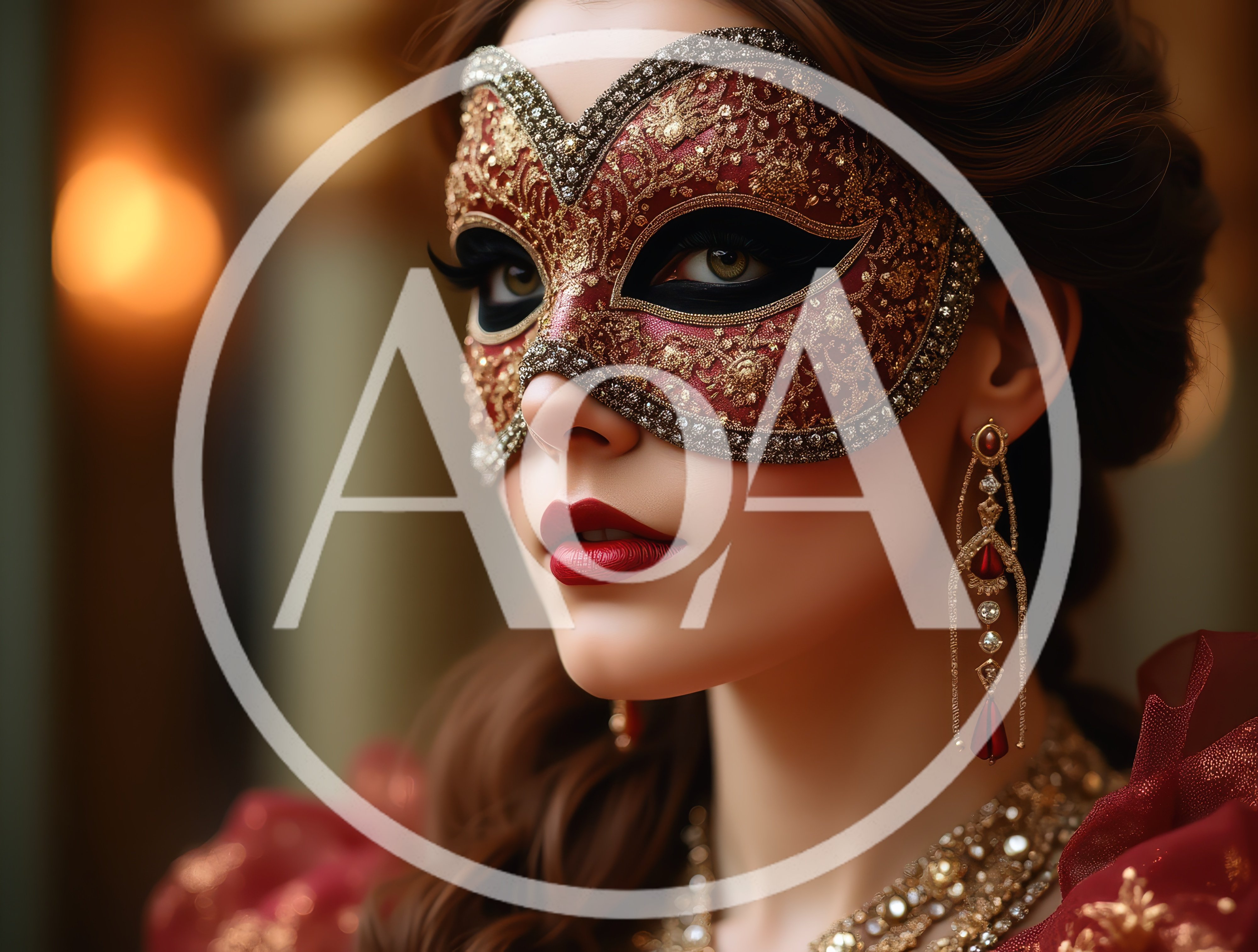 Elegant Woman Wearing A Venetian Masquerade Mask