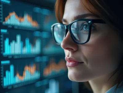 Data Analyst Examining Financial Charts On Digital Screens