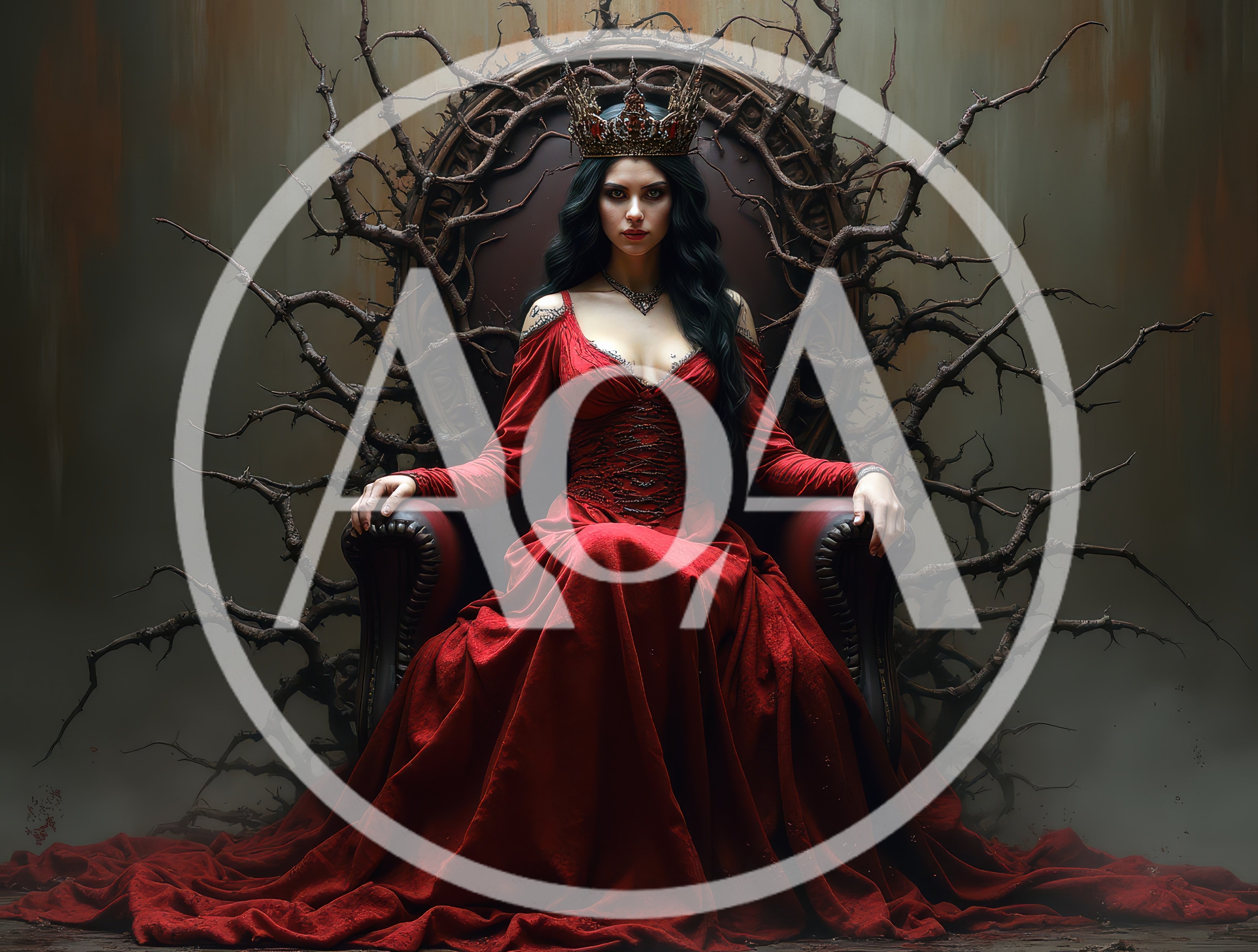 Gothic Queen Sitting On A Thorny Throne