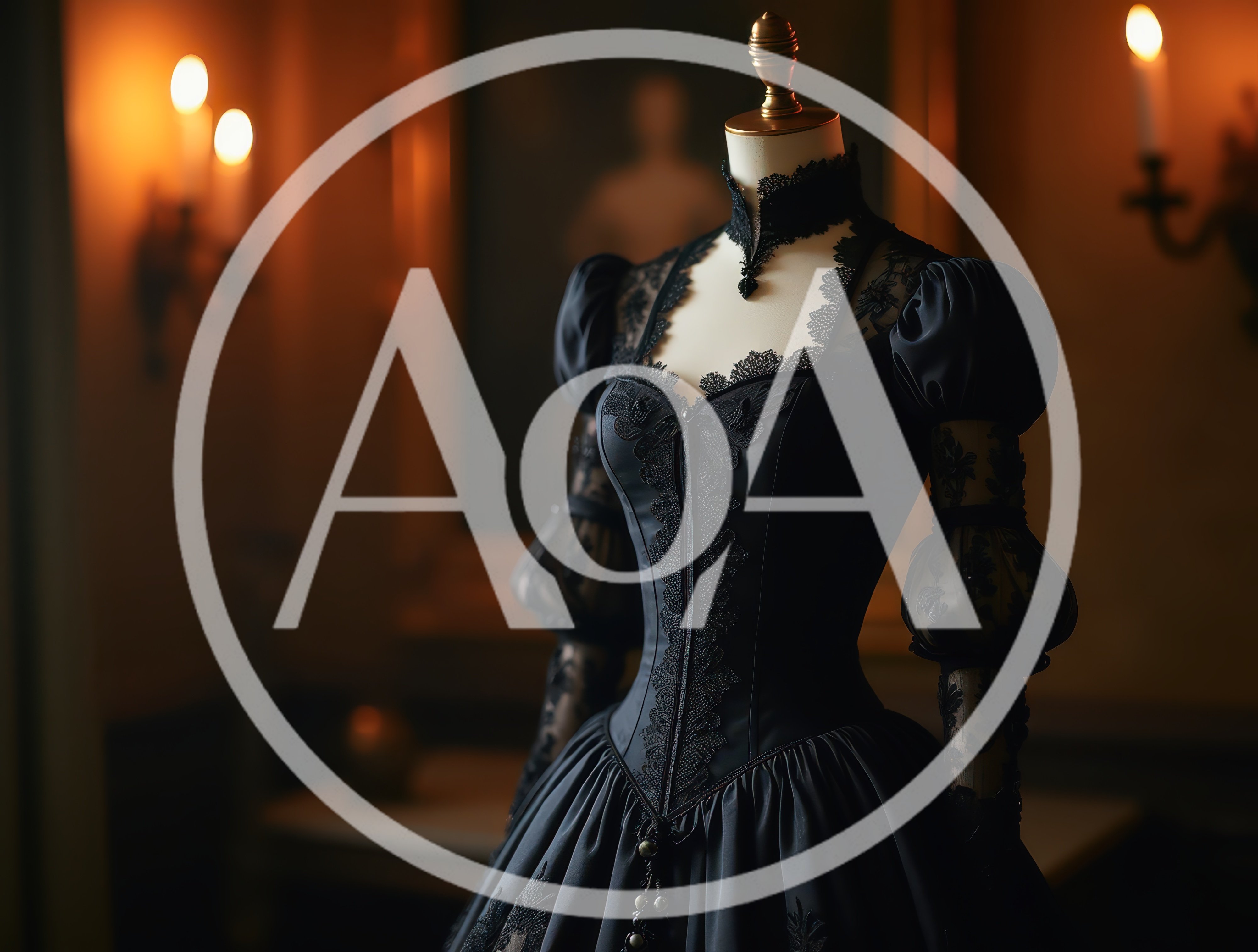 Victorian Gothic Black Dress On A Tailor Mannequin