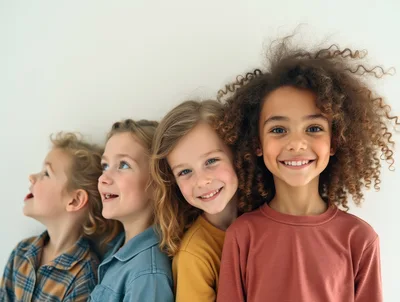 Four Diverse Children Standing In A Row