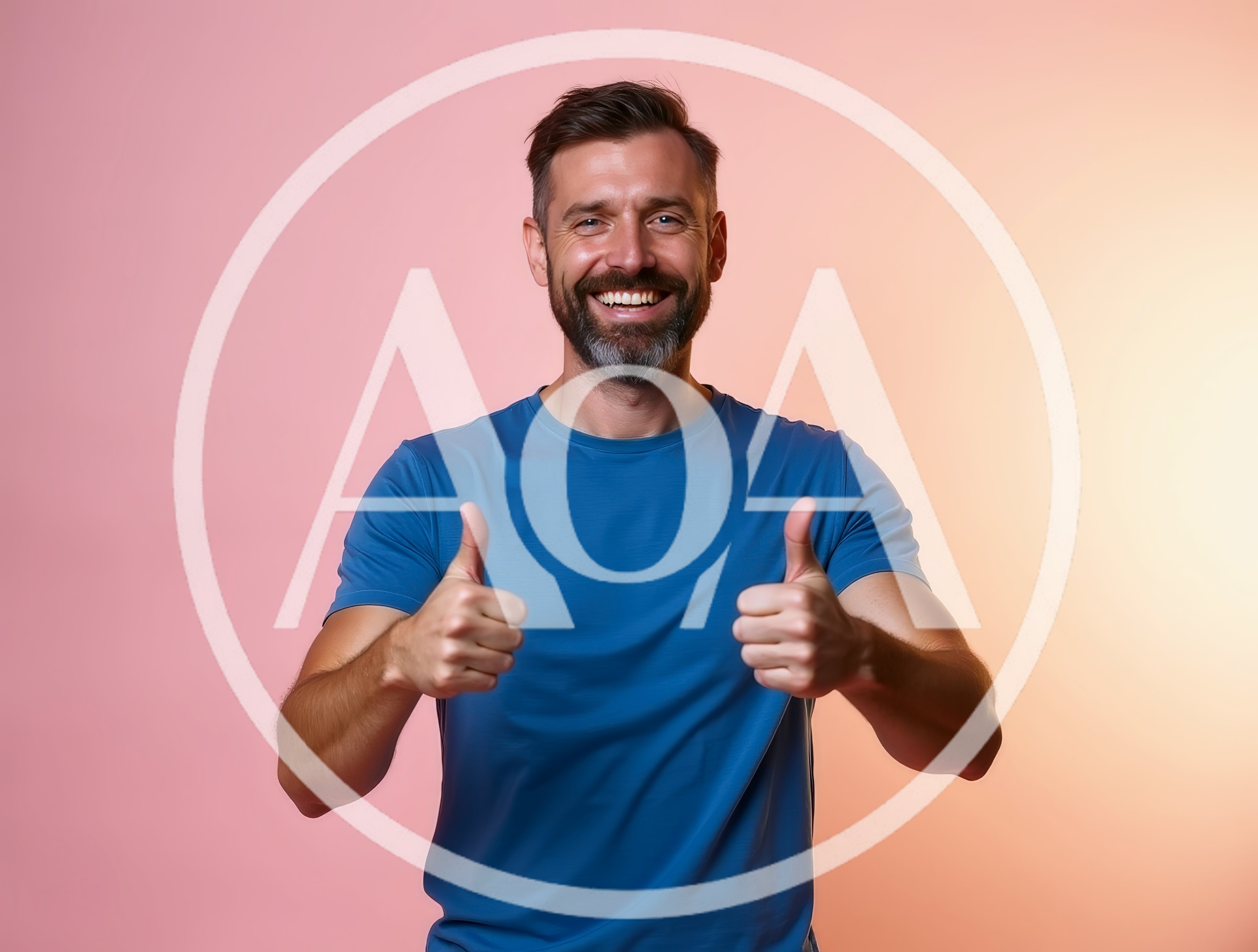 Smiling Man Giving Double Thumbs Up