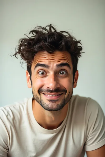 Portrait Of A Man With Messy Hair And Expression