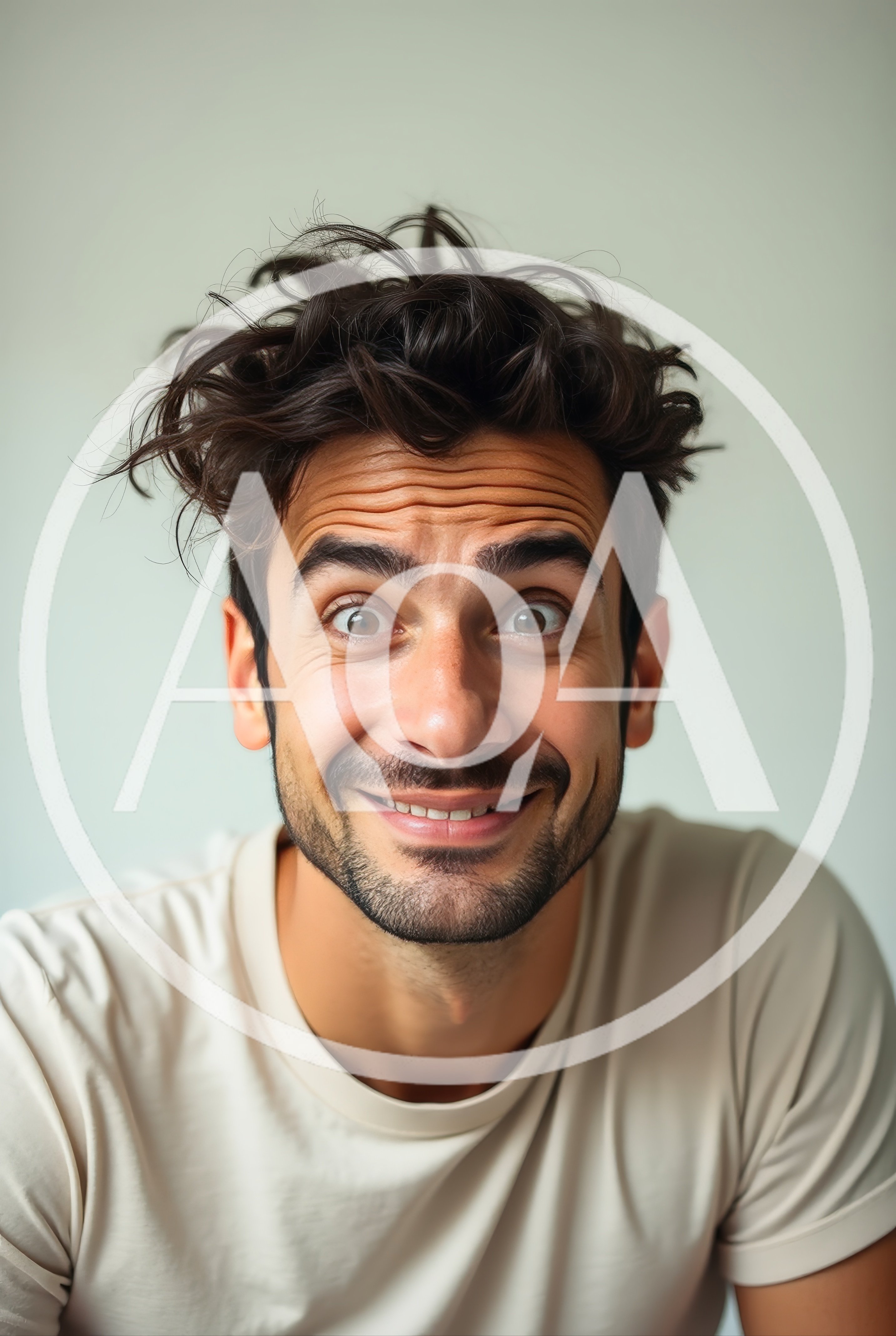 Portrait Of A Man With Messy Hair And Expression