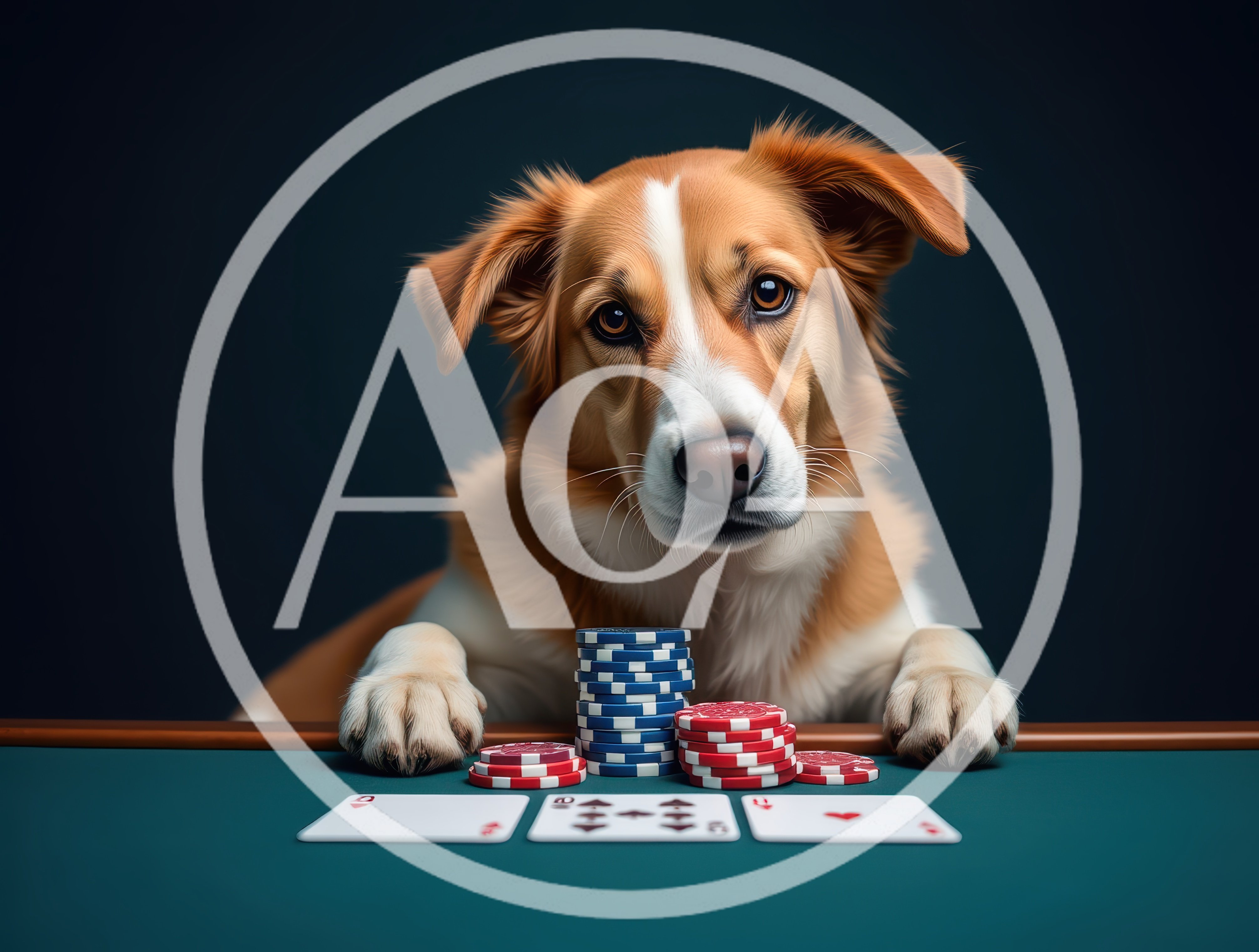 Cute Dog Playing Poker at a Casino Table