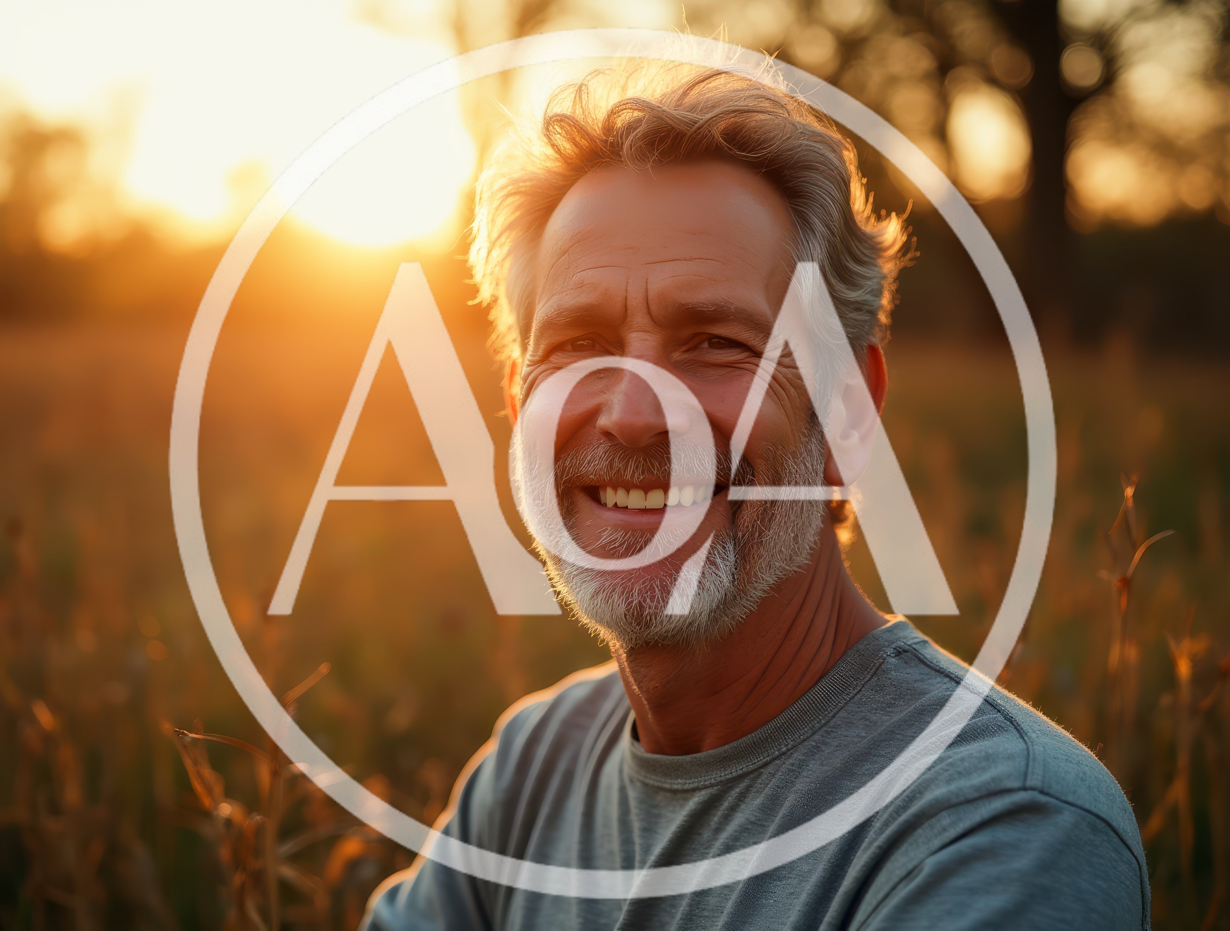 Portrait Of A Smiling Mature Man At Sunset