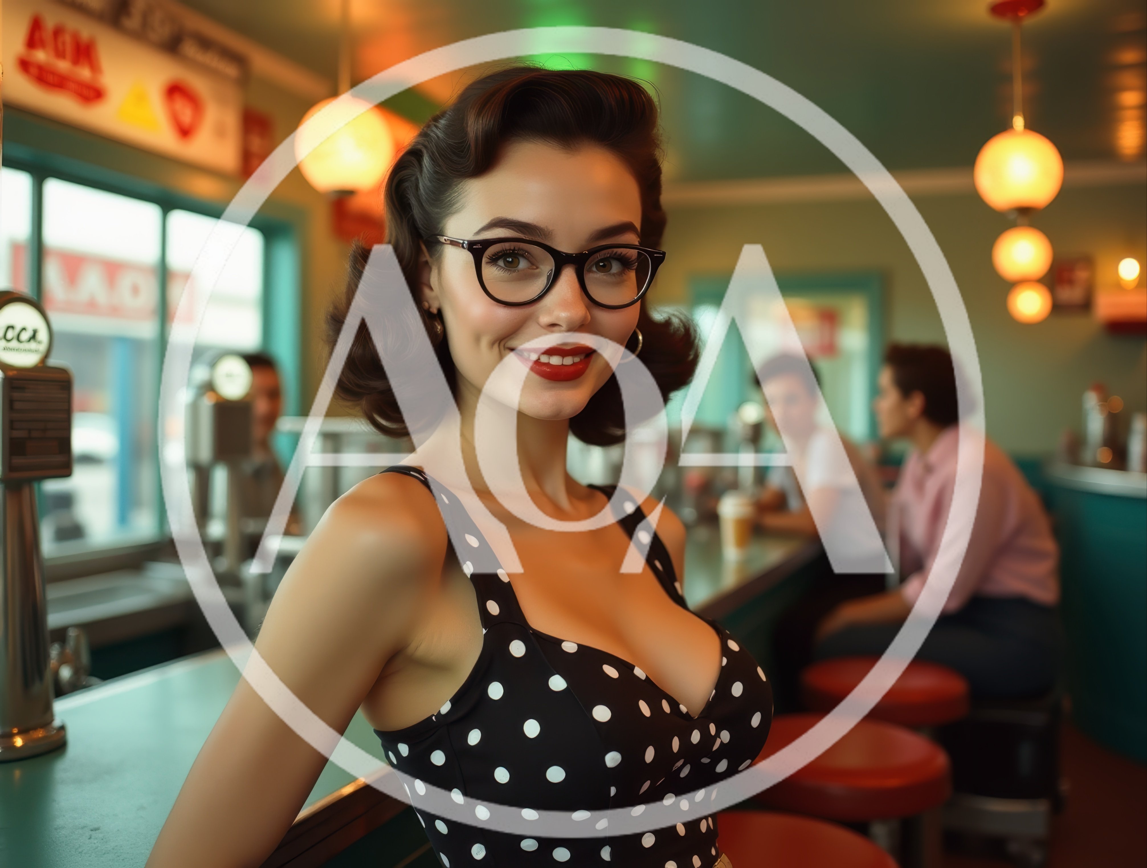 Retro Style Woman Smiling In A 1950s Diner