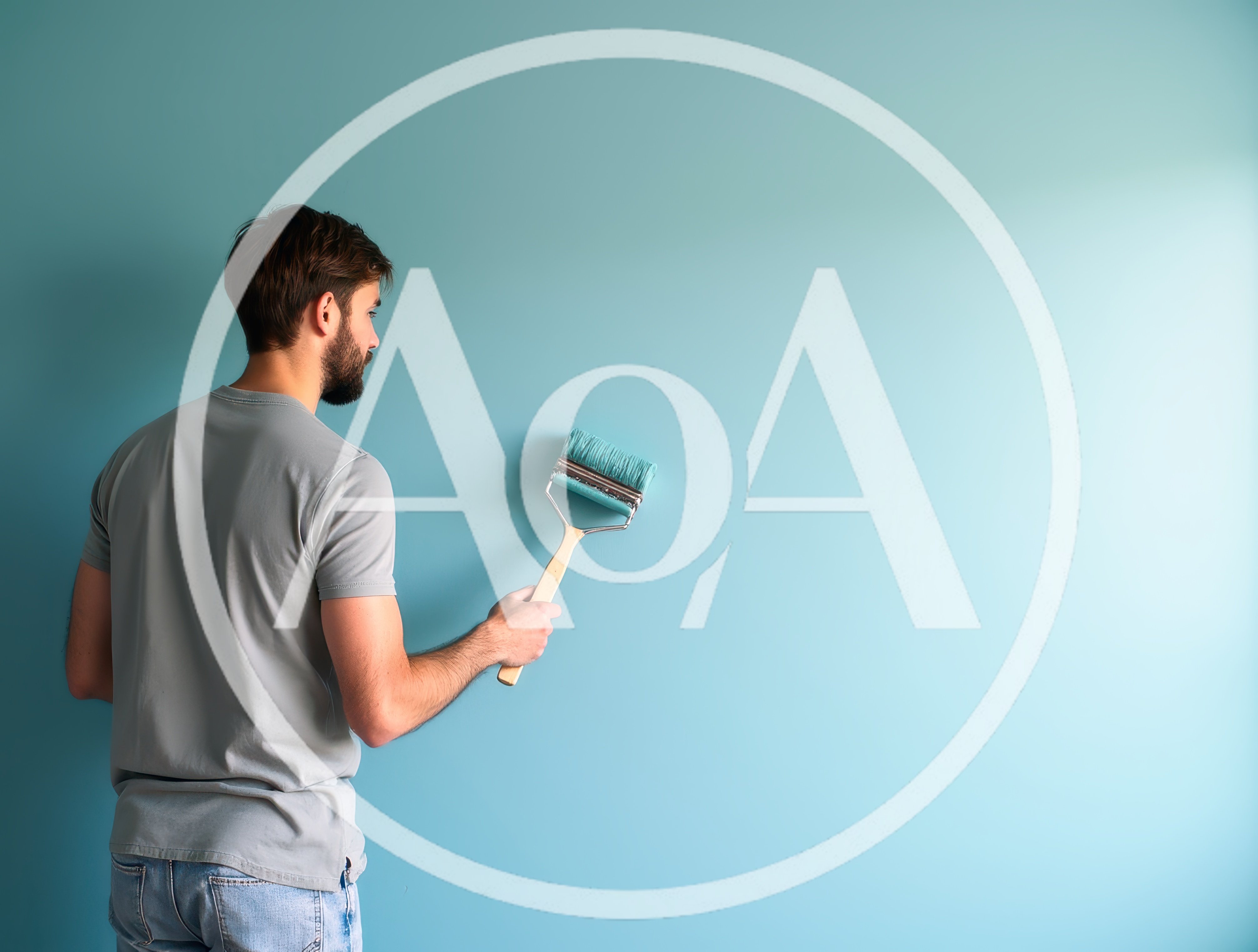 Man Painting A Wall With A Paint Roller