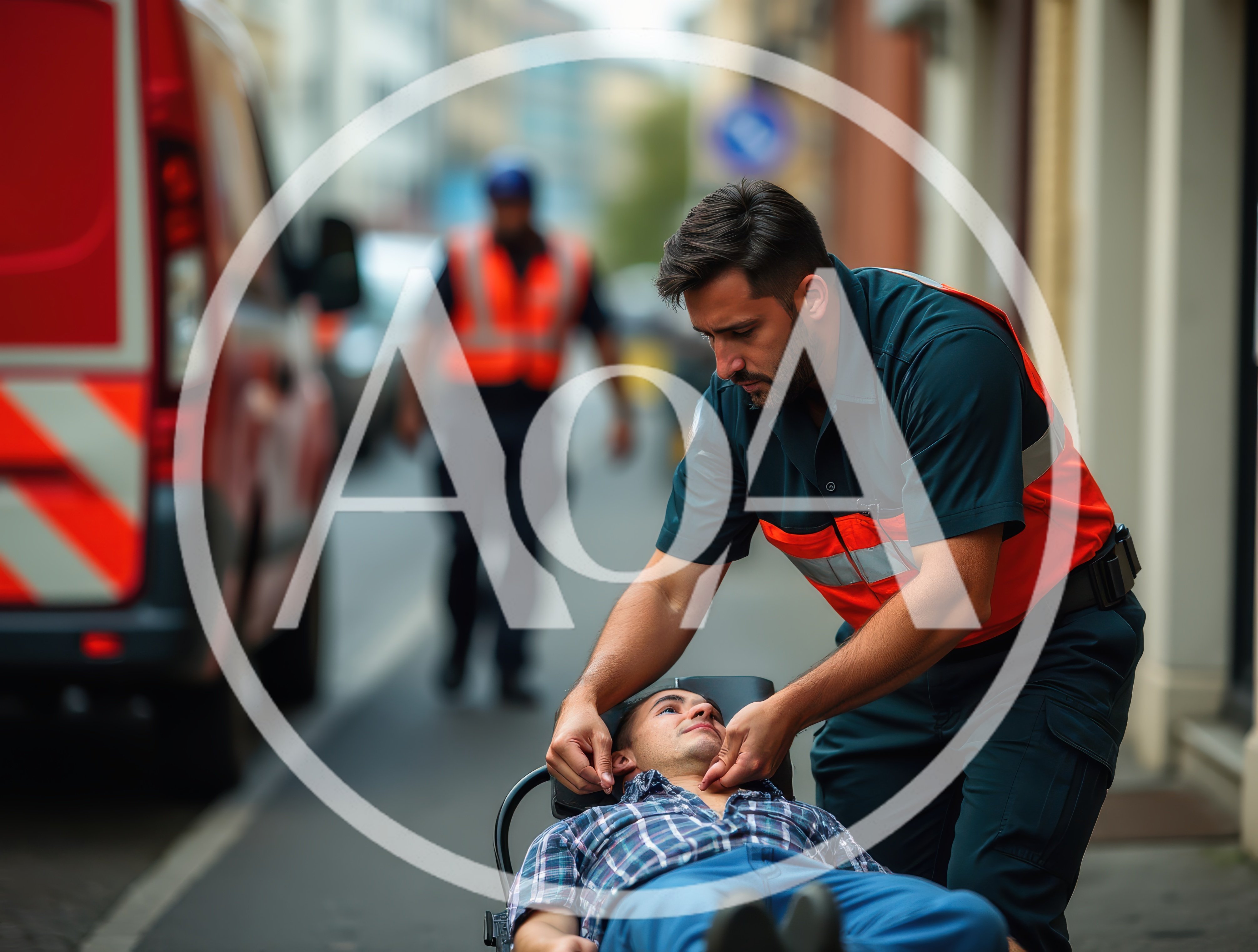 Paramedic Providing Emergency Medical Care To Injured Patient