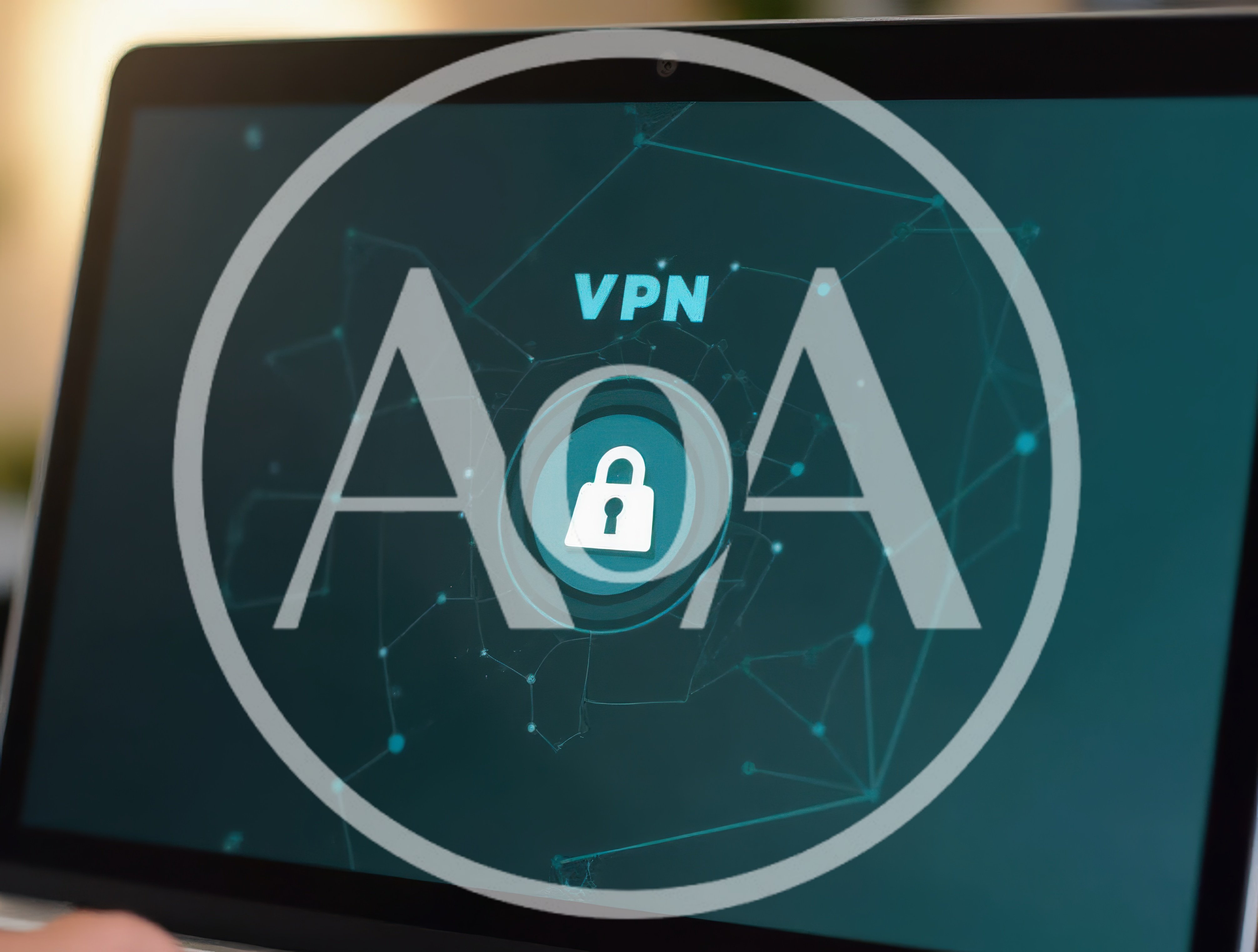 Laptop Screen Displaying VPN Security Connection Icon
