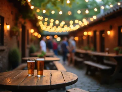 Two Glasses Of Beer On A Wooden Table