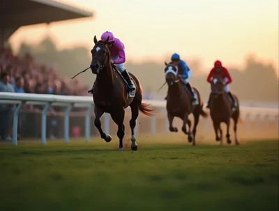 Thoroughbred Racehorses Competing In A Professional Horse Race