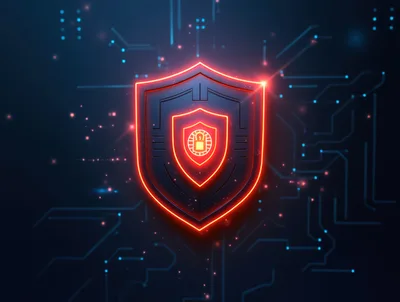 Cyber Security Shield With Glowing Digital Circuitry