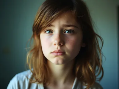 Portrait Of A Young Girl With Sad Expression
