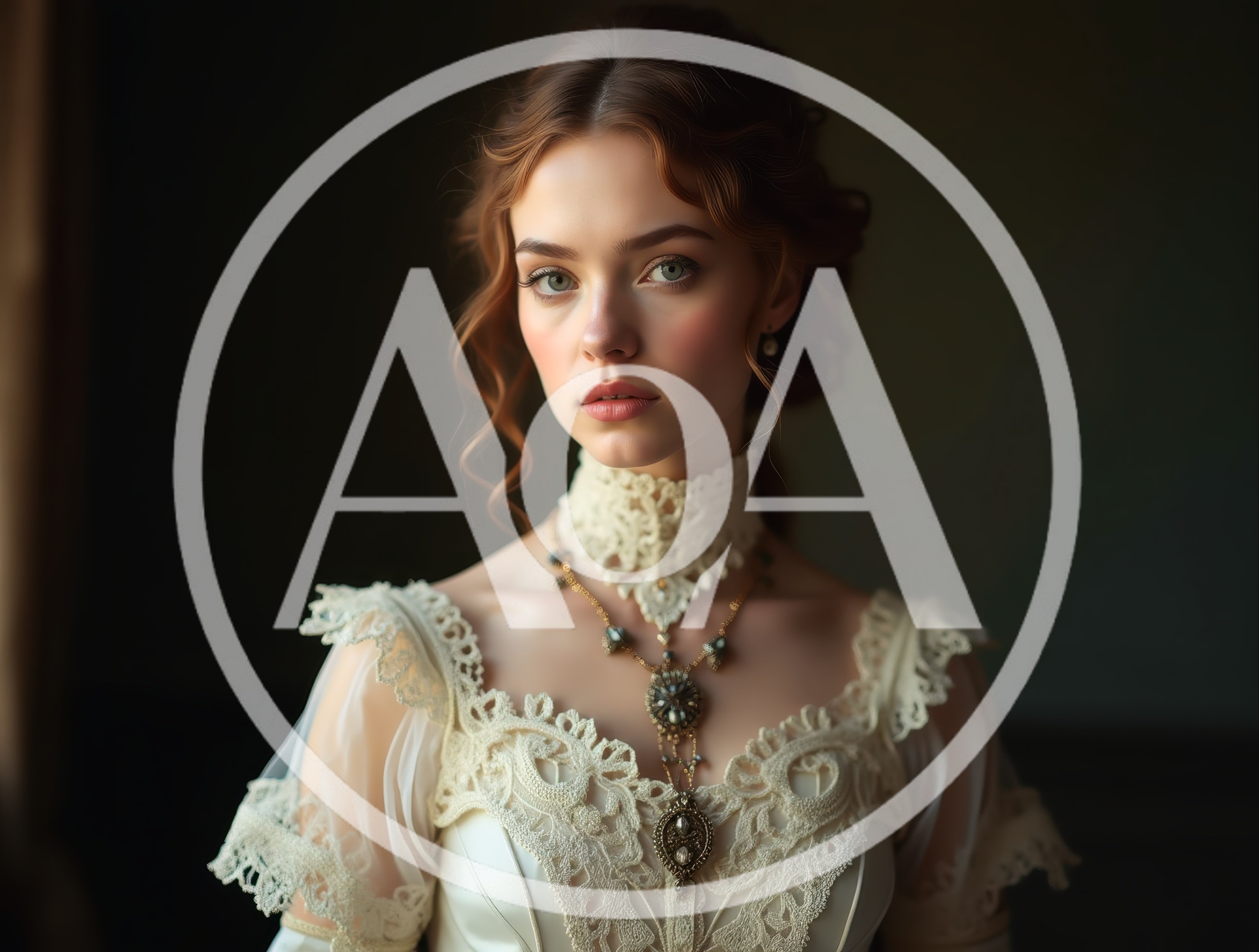 Portrait Of A Young Victorian Woman In Lace Dress