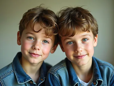 Portrait Of Identical Twin Boys Smiling