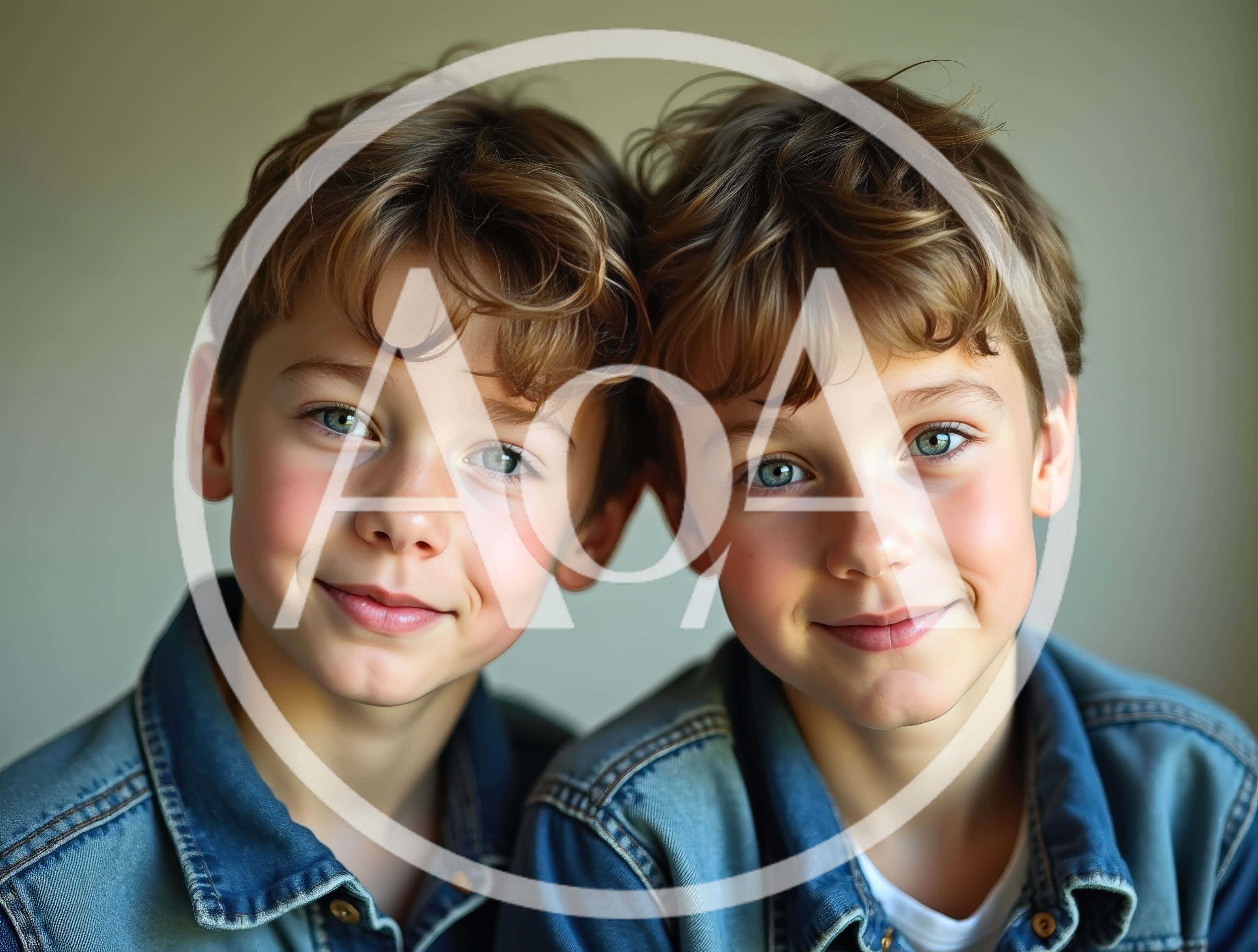 Portrait Of Identical Twin Boys Smiling