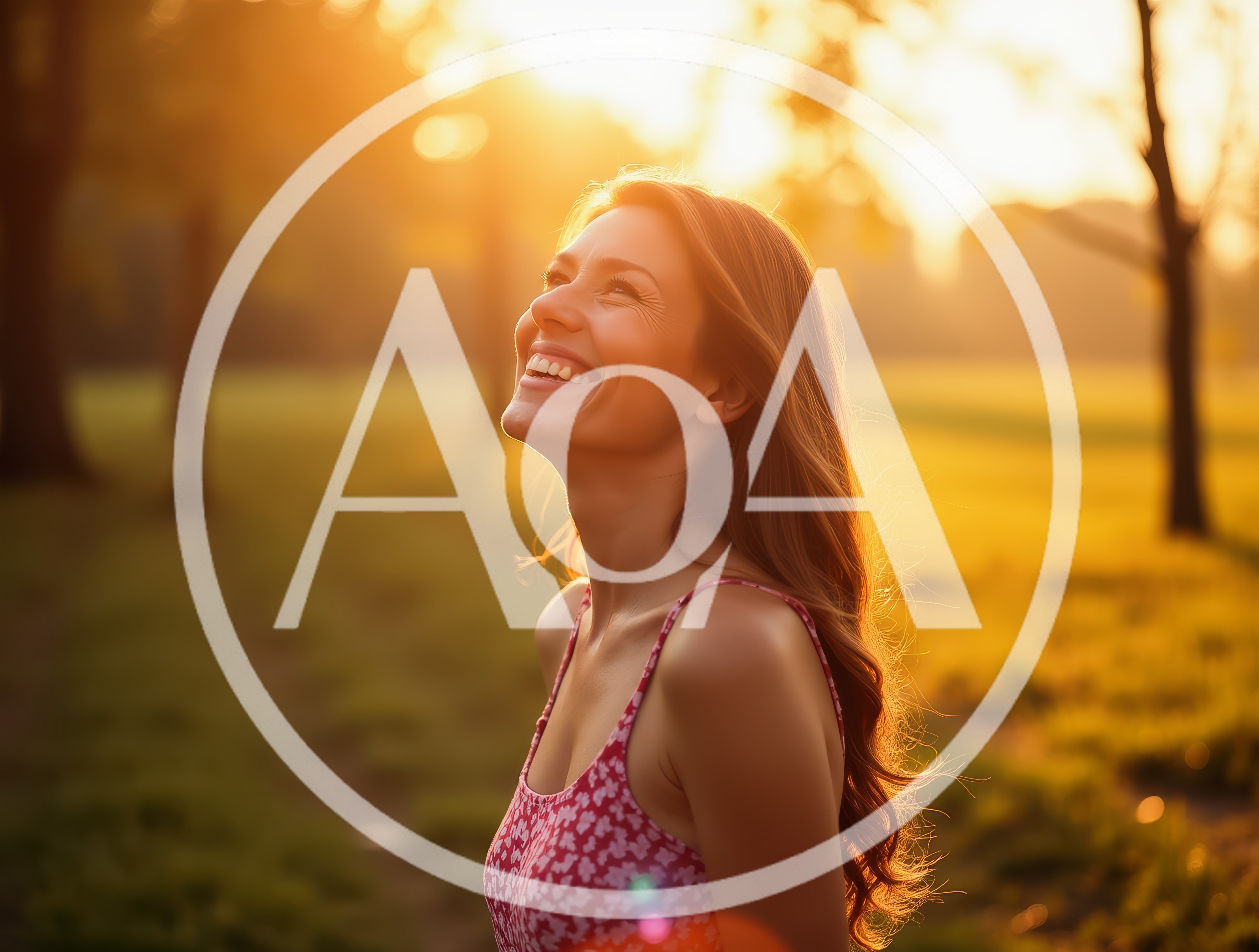 Happy Woman Smiling Outdoors During Golden Hour