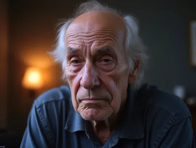Portrait Of An Elderly Man With A Serious Expression