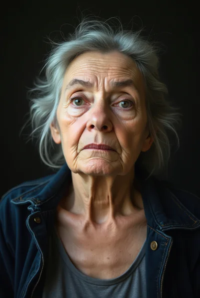 Portrait Of An Elderly Woman With Gray Hair