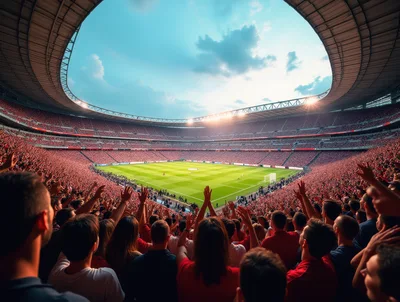 Crowd Cheering At A Packed Football Stadium