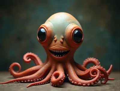 Surreal Anthropomorphic Octopus Creature With Large Eyes