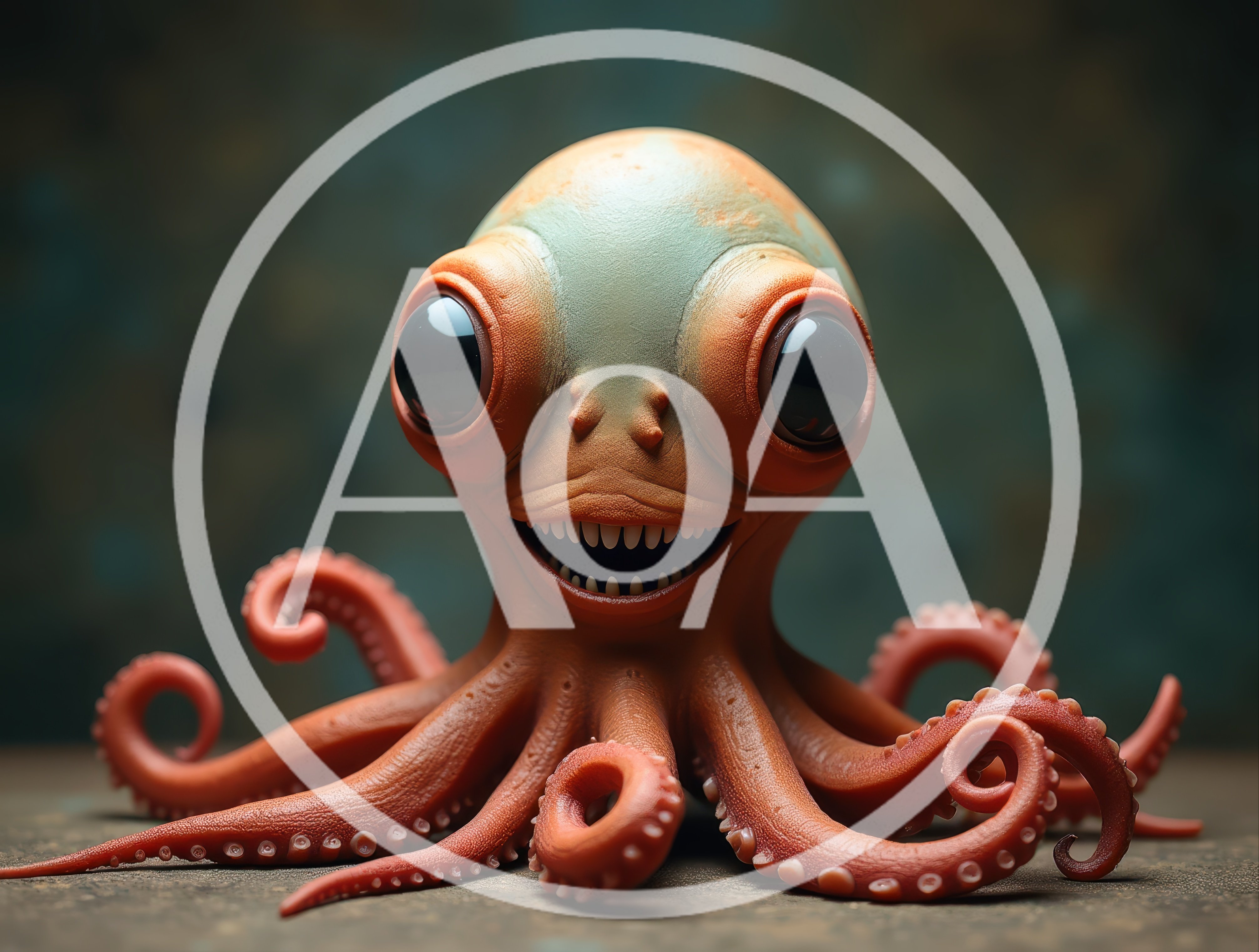 Surreal Anthropomorphic Octopus Creature With Large Eyes