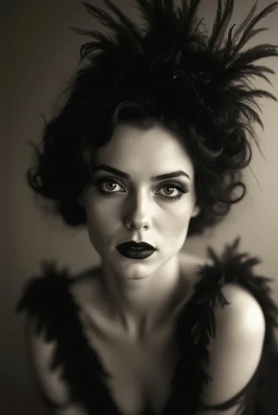 Portrait Of A Woman With Dark Feathers