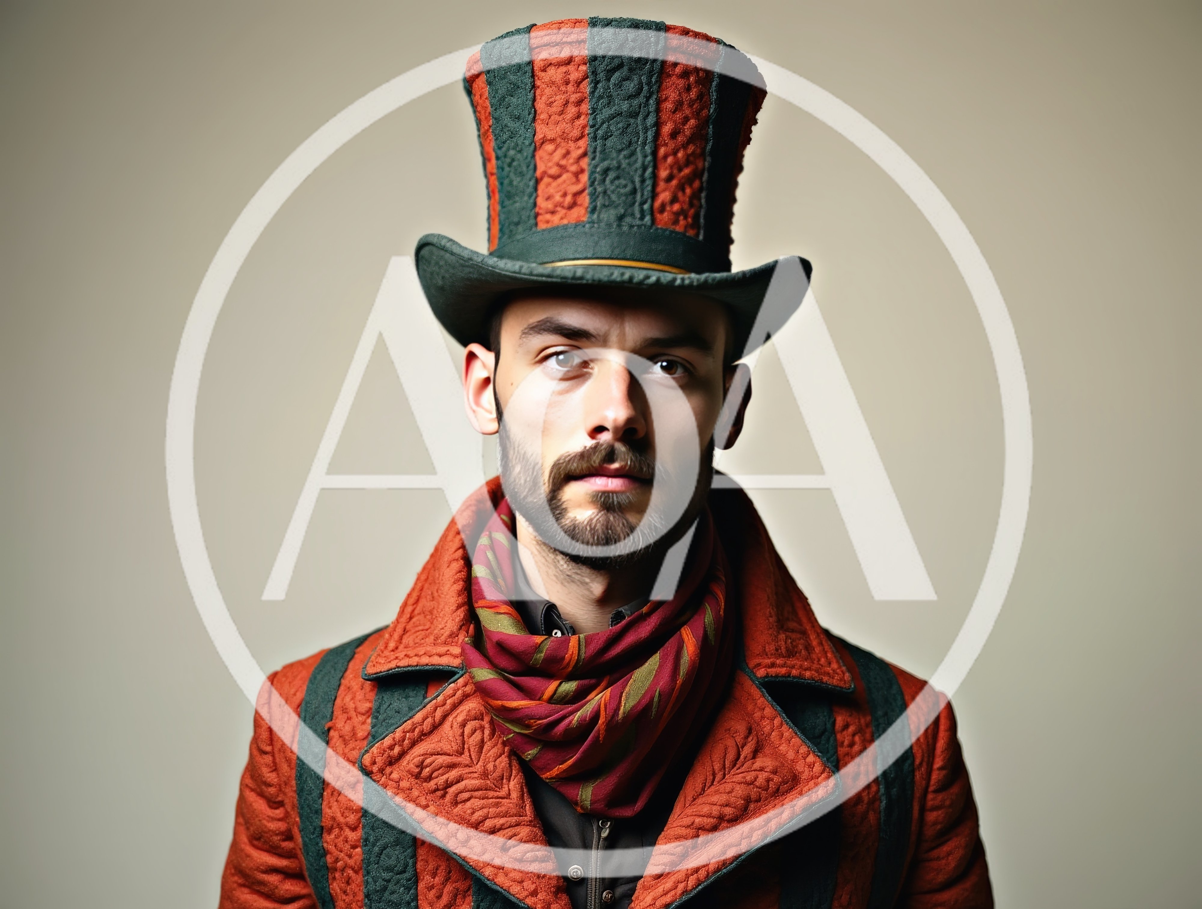 Portrait Of A Man Wearing A Whimsical Top Hat