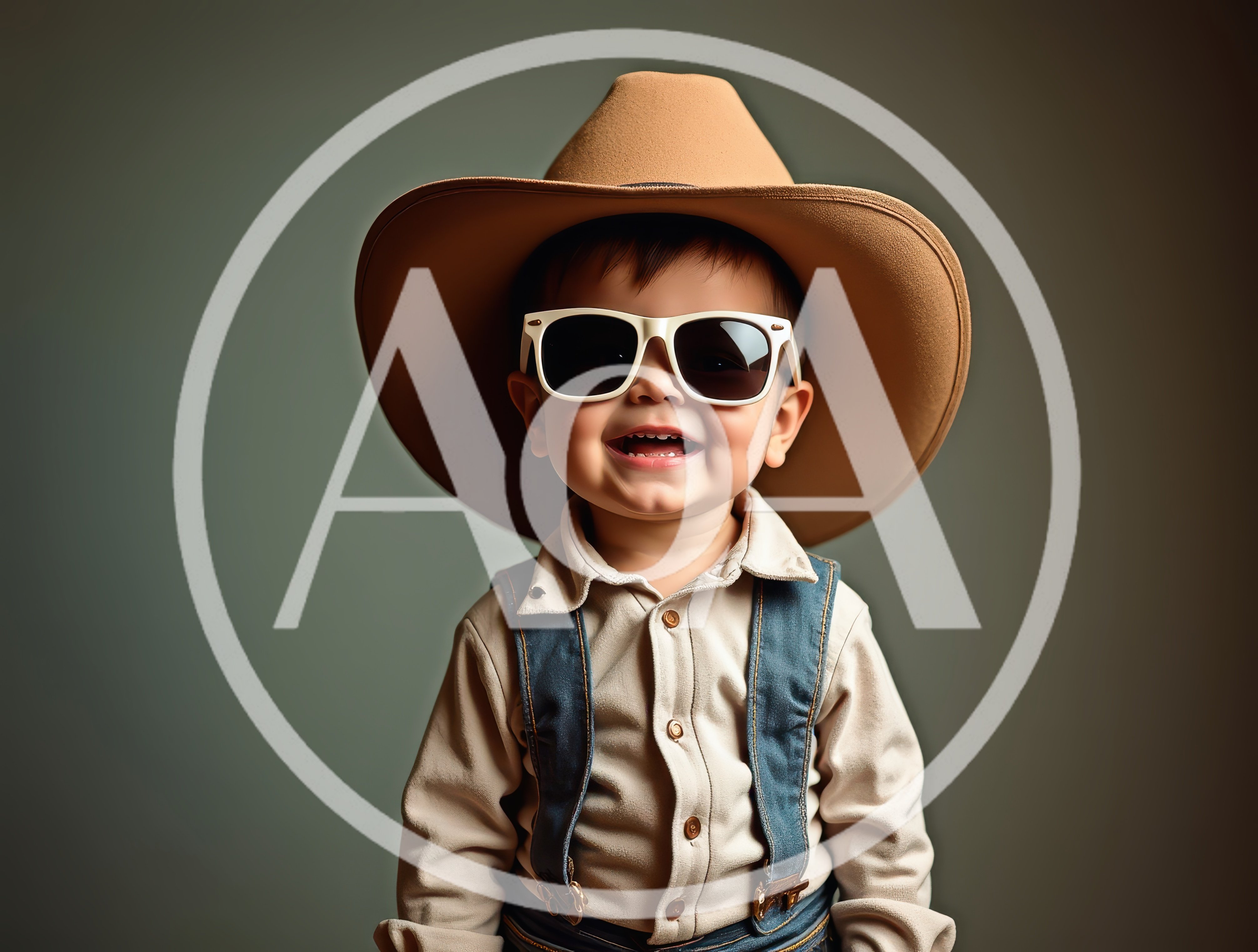 Toddler Wearing Cowboy Hat And Sunglasses