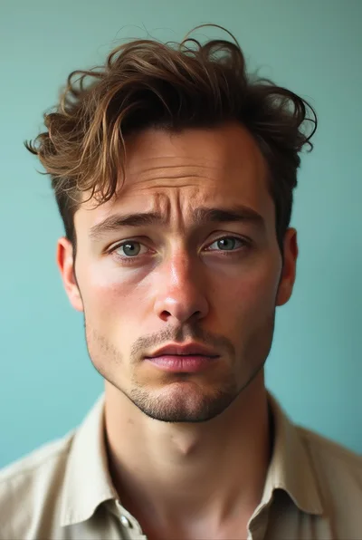 Portrait Of A Young Man With Concerned Expression