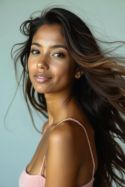 Portrait Of A Beautiful Young Woman With Flowing Hair
