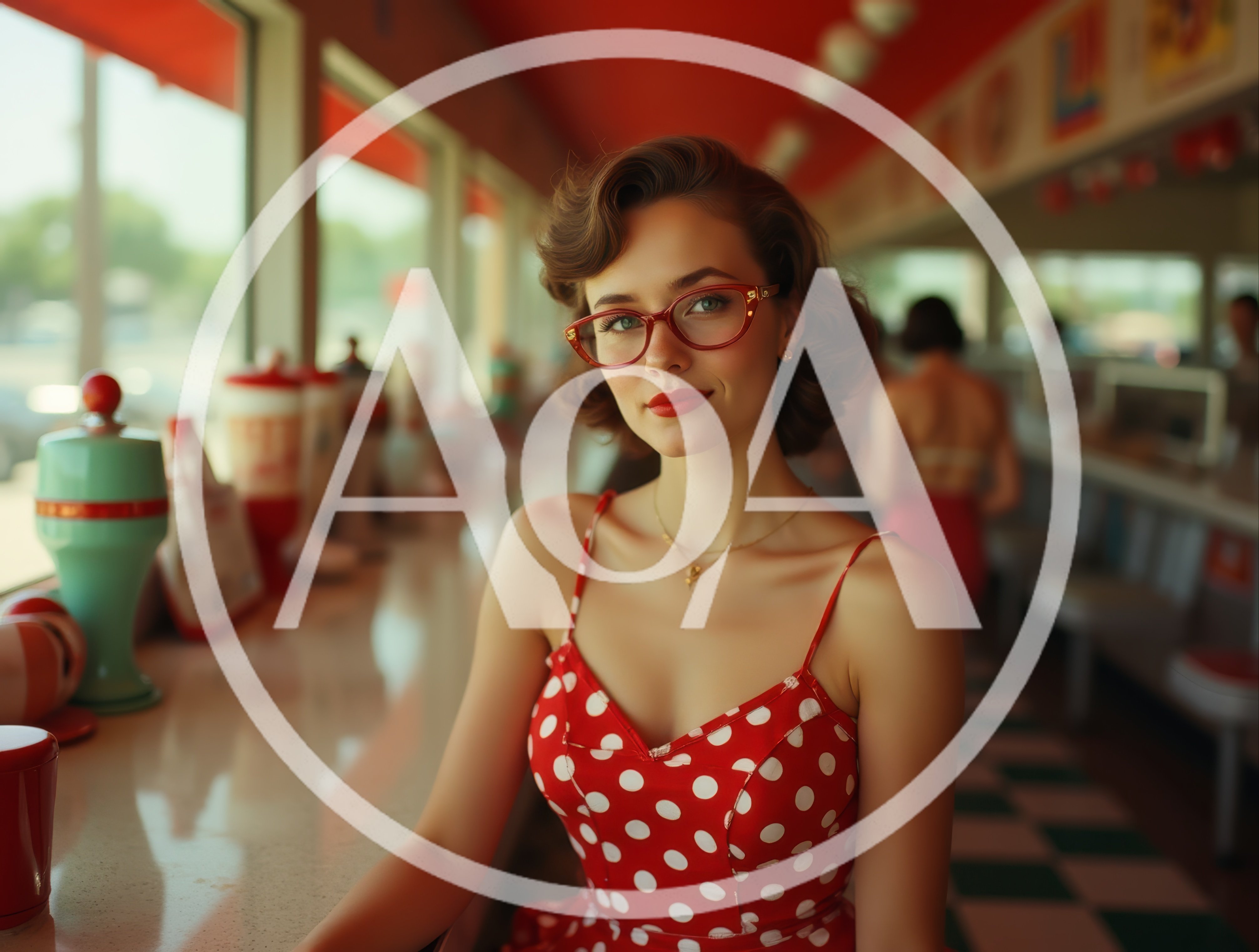 Young Woman In Vintage Diner Setting
