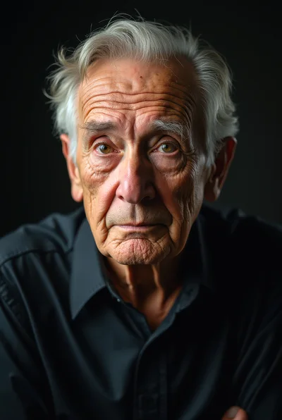 Portrait Of An Elderly Man With Deep Wrinkles