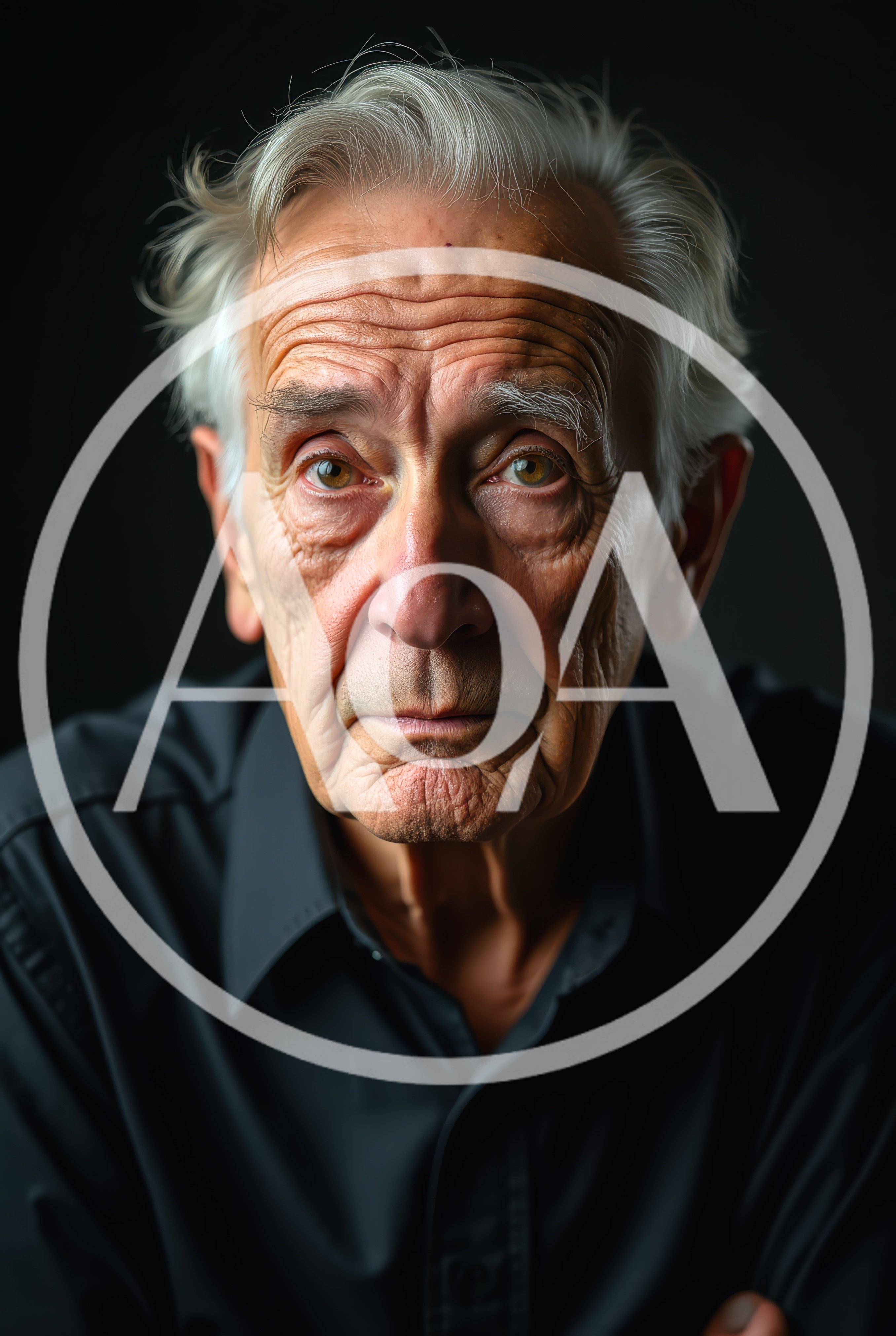 Portrait Of An Elderly Man With Deep Wrinkles