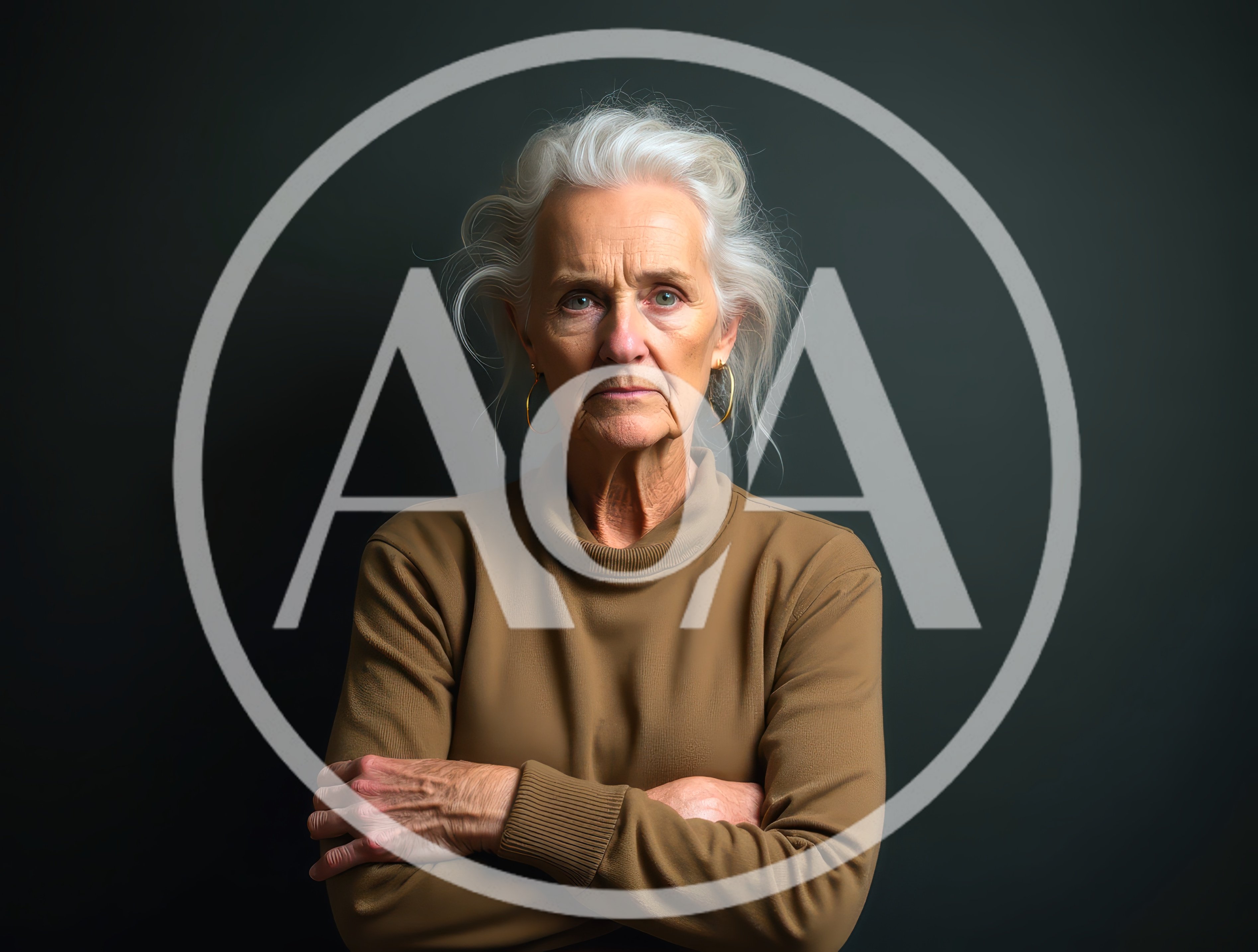 Portrait Of A Serious Elderly Woman With Crossed Arms