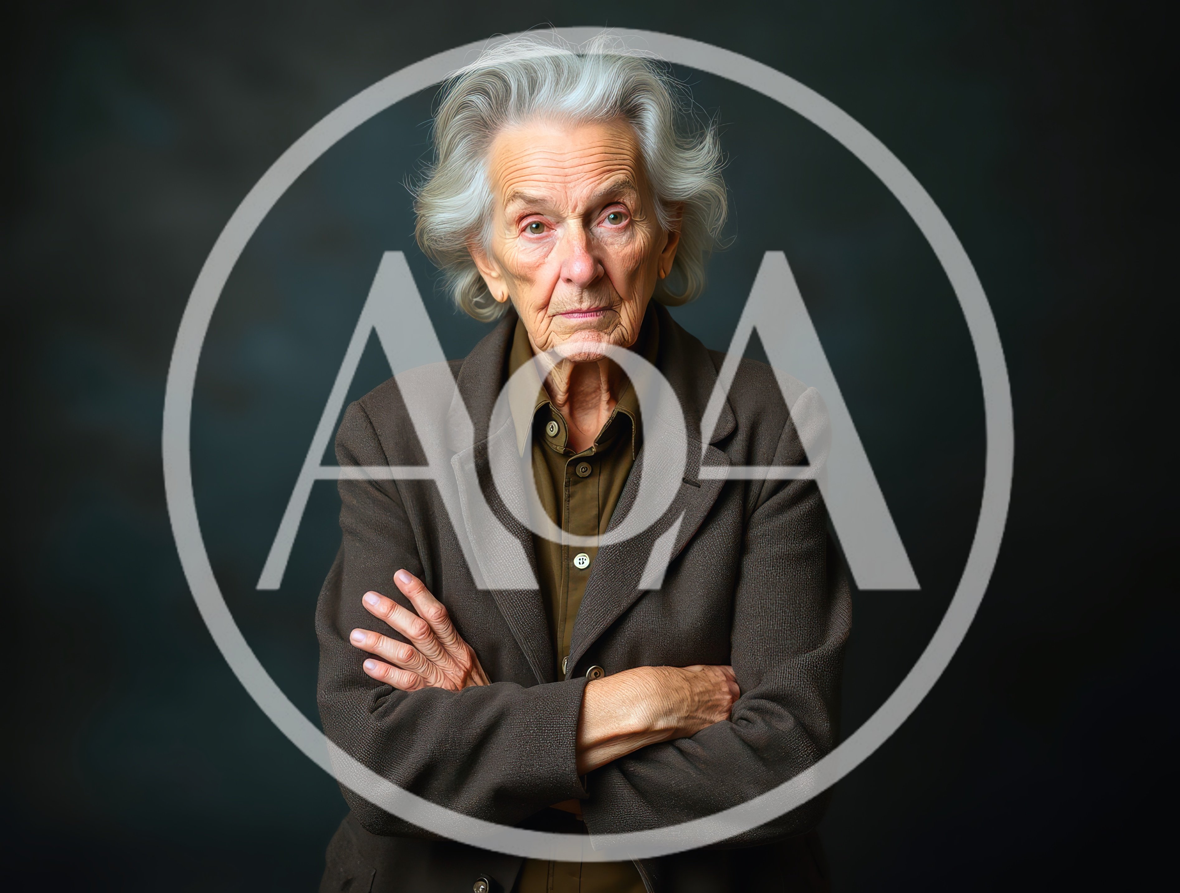 Portrait Of A Serious Elderly Woman With Crossed Arms