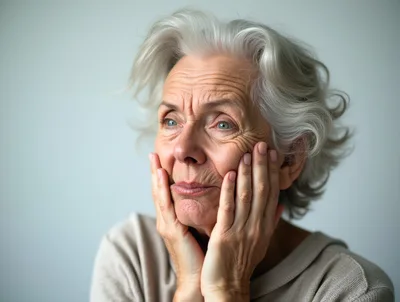 Portrait Of An Elderly Woman Expressing Concern